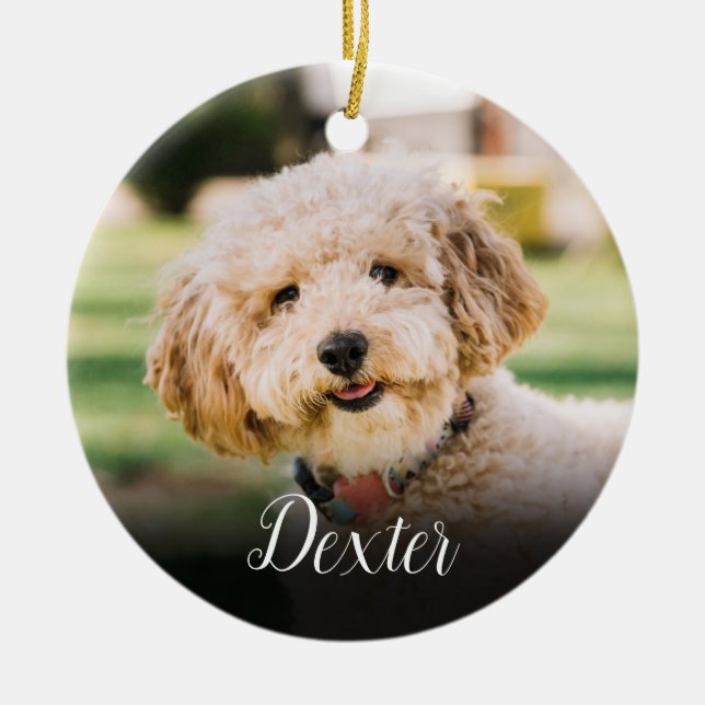Elegant Pet Photo Cat Hund Memorial Julgransprydnad Keramik (Framsidan)