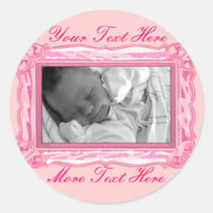 Elegant Petal Rosa Ram Stickers Runt Klistermärke