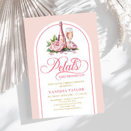 Elegant petals and prosecco bridal blush gold inbjudningar
