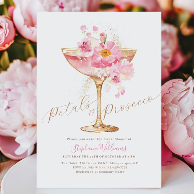 Elegant Petals och Prosecco Blommigt Möhippa Inbjudningar (Skapare uppladdad)