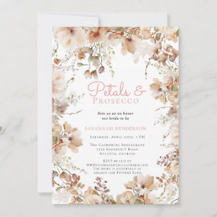Elegant Petals och Prosecco Blommigt Möhippa Inbjudningar