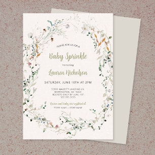 Elegant Petite Wildblomme baby sprinkle Inbjudningar