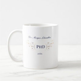 Elegant PhD Blue Guld Studenten Kaffemugg