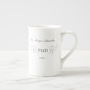 Elegant PhD Grått Guld Studenten Benporslin Mugg