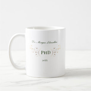 Elegant PhD Grönt Guld Studenten Kaffemugg
