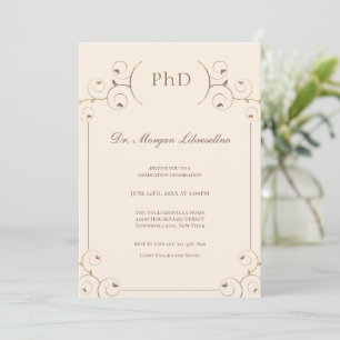 Elegant PhD Guld Tan Studenten Inbjudningar