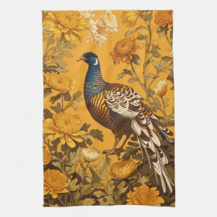 Elegant Pheasant William Morris Inspired Kökshandduk