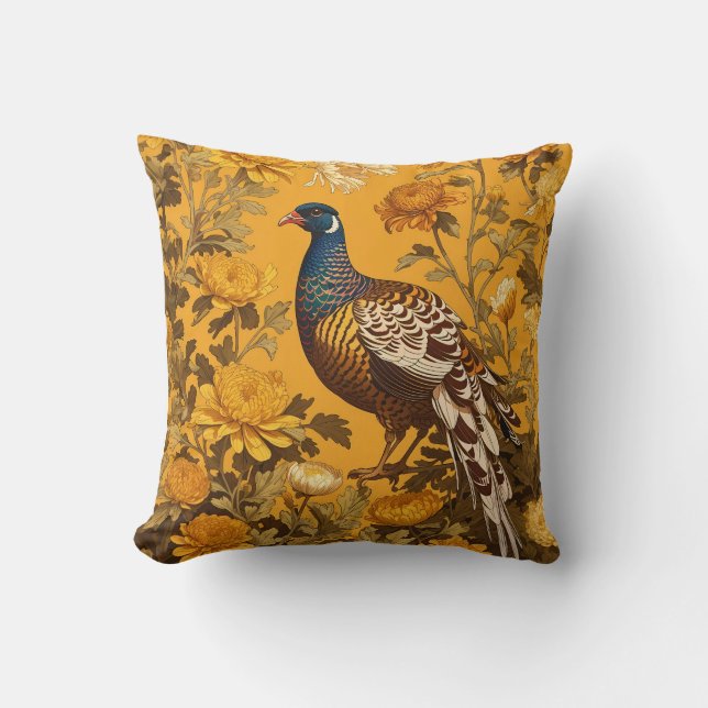 Elegant Pheasant William Morris Inspired Kudde (Framsida)