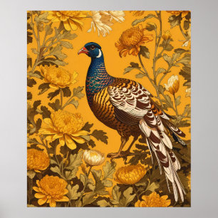 Elegant Pheasant William Morris Inspired Poster