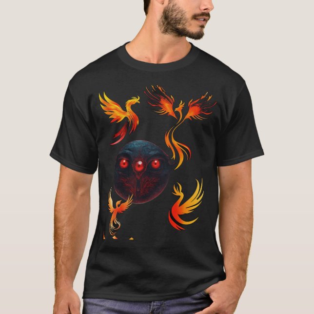 Elegant Phoenix Bläck Monogram & Mysterious T Shirt (Framsida)