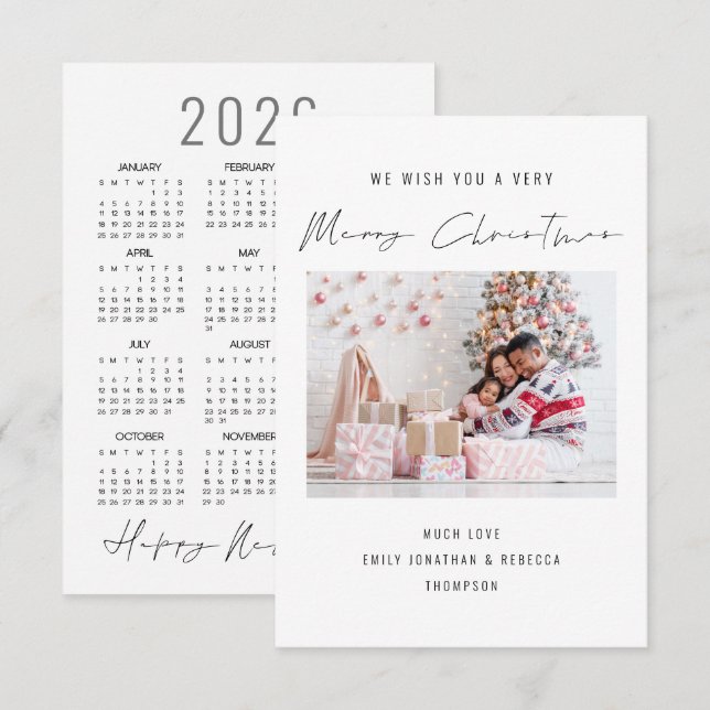 Elegant Photo 2026 Calendar God jul-kort Anteckningskort (Fram/baksida)