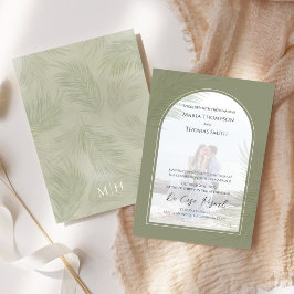 Elegant Photo Arch Boho Handflatan Löv Bröllop Inbjudningar