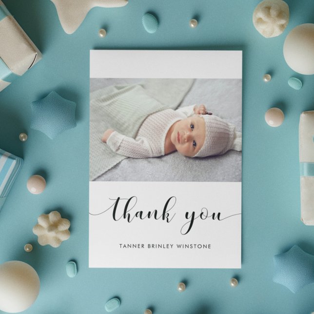 Elegant Photo Baby Shower Tack Kort (Skapare uppladdad)