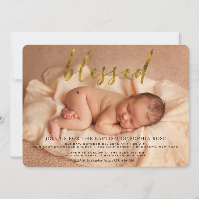 Elegant Photo Baptism | Christening-inbjudan Inbjudningar (Framsida)