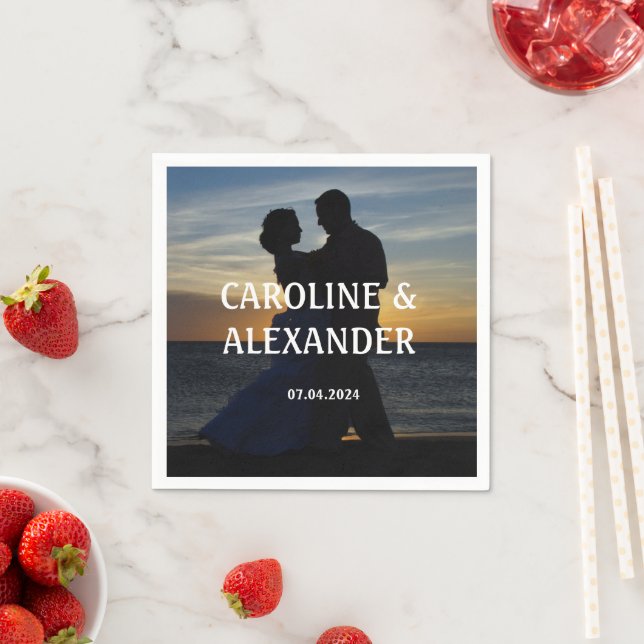 Elegant Photo Bild Sunset Summer Chic Bröllop Pappersservett (Insitu)