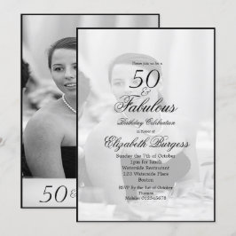 Elegant Photo Black and White 50 och Fabulous Inbjudningar