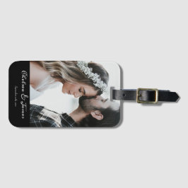Elegant Photo Black Calligraphy-Personlig Bagagebricka