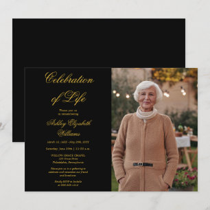 Elegant Photo Black Firande of Life Inbjudningar