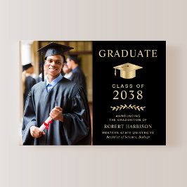 Elegant Photo Black Guld College Graduation Meddelande