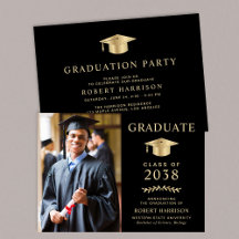 Elegant Photo Black Guld College Graduation Party