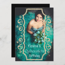 Elegant Photo Black Guld Quinceañera Birthday