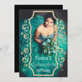 Elegant Photo Black Guld Quinceañera Birthday