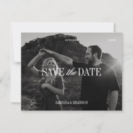 Elegant Photo Black & White Save the Date Card Spara Datumet