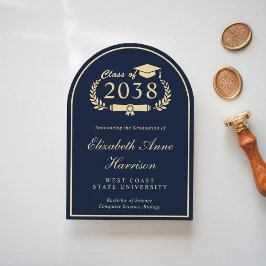 Elegant Photo Blue College Graduation Notice Inbjudningar