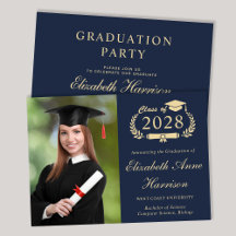 Elegant Photo Blue College Graduation Party