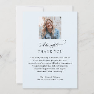 Elegant Photo Blue Funeral Tack Kort