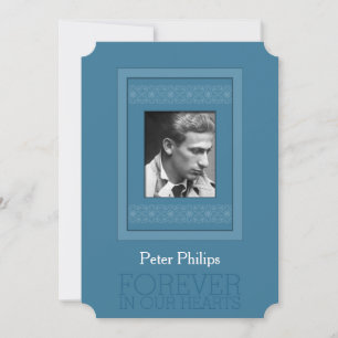 Elegant Photo Blue Template Memorial Funeral Meddelande