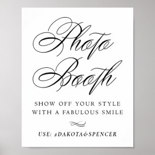 Elegant Photo Booth Smile Black Calligraphy CHIC Poster