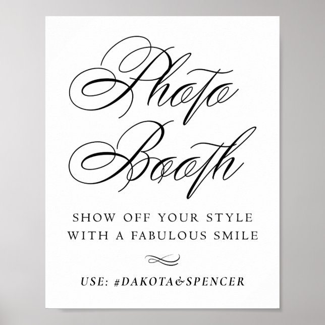 Elegant Photo Booth Smile Black Calligraphy | CHIC Poster (Framsidan)