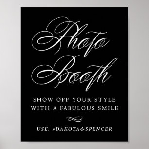 Elegant Photo Booth Smile White Calligraphy CHIC Poster