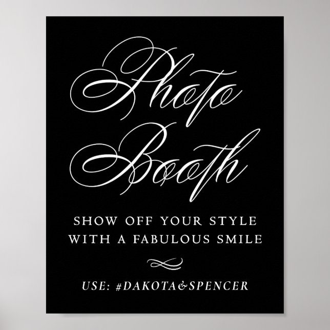 Elegant Photo Booth Smile White Calligraphy | CHIC Poster (Framsidan)
