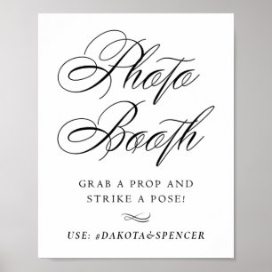 Elegant Photo Booth Strejka a Pose Svart skript Poster