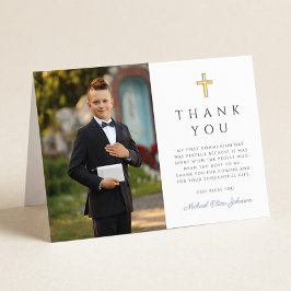 Elegant Photo Boy First Communion Folded Tack Kort