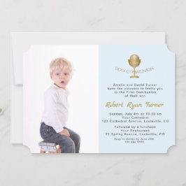 Elegant Photo Boy Guld Chalice Heliga Communion Inbjudningar