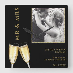 Elegant Photo, Bröllop Champagne Fyrkantig Klocka