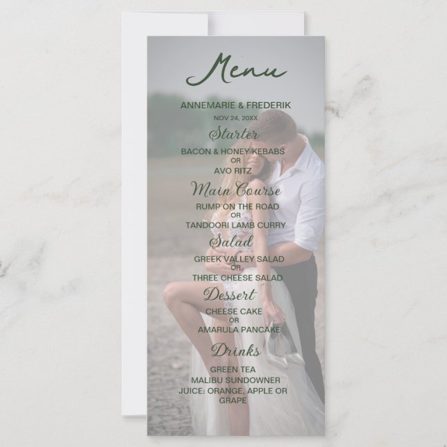 Elegant Photo Bröllop Menu (Framsida)