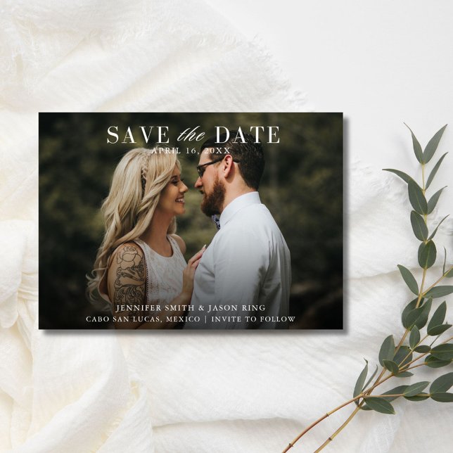 Elegant Photo Bröllop Spara Datumet (Elegant Photo Wedding Save The Date)