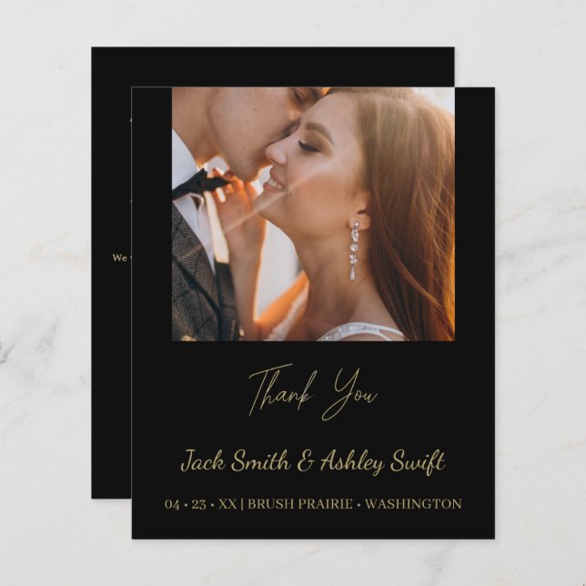 Elegant Photo Bröllop Tack (Fram/baksida)