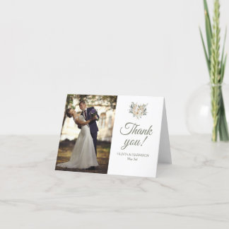 Elegant Photo Bröllop - tackkort - Sage Grönt