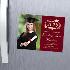 Elegant Photo Burgundy College Graduation Magnet
