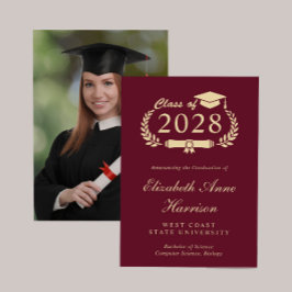 Elegant Photo Burgundy Guld College Graduation Meddelande