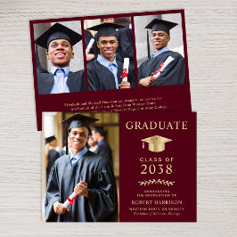 Elegant Photo Burgundy Guld College Graduation Meddelande