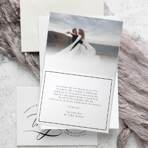 Elegant Photo Calligraphy Bröllop Tack Kort