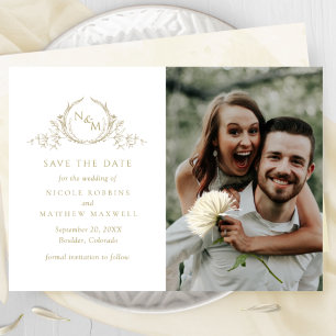 Elegant Photo Champagne Monogram Bröllop Spara Datumet