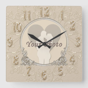 Elegant PHOTO Clock Bröllop och årsdagar Fyrkantig Klocka