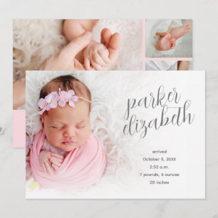 Elegant Photo Collage Birth Meddelande